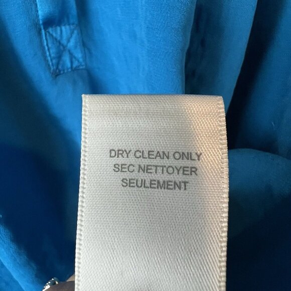 Rebecca Taylor Sleeveless Blue Blouse Size 0 Snap Front Hi-Lo Raw Edge Hem - Picture 12 of 13